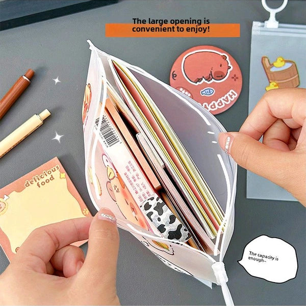 Zippered Capybara Transparent File Bag Waterproof