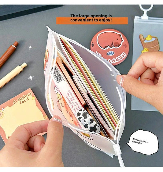 Zippered Capybara Transparent File Bag Waterproof