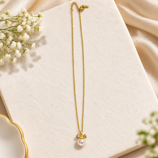Pearl Bow Pendant Necklace