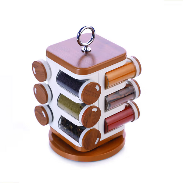 ANESH Multipurpose Revolving Round Shape Plastic Spice Jars containers For Kitchen Organizer Items, Spices Storage Jar/ Masala Box/ Spice Rack/ Condiment Masala Rack Container Set