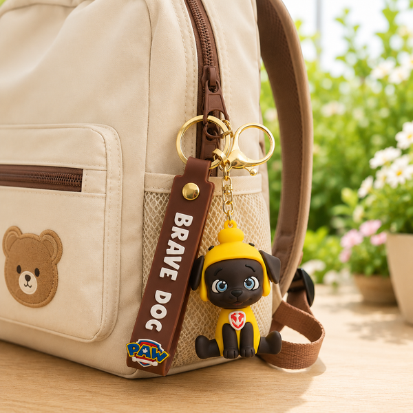 Cute Black Dog Silicone Keychain