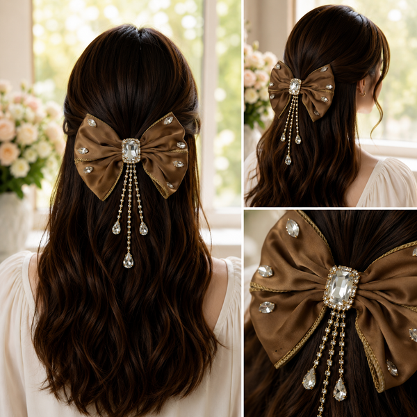 Korean Style Crystal Drop Hair Bow