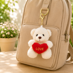 Heart Love Bear Soft Toy Keychain