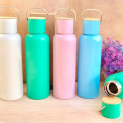 Stainless Steel Water Bottle | Leak-Proof Bottle with Bamboo Top