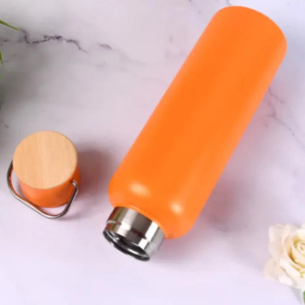 Stainless Steel Water Bottle | Leak-Proof Bottle with Bamboo Top