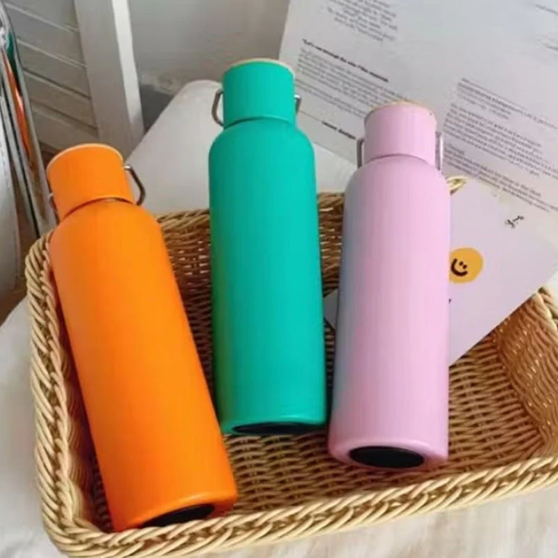 Stainless Steel Water Bottle | Leak-Proof Bottle with Bamboo Top