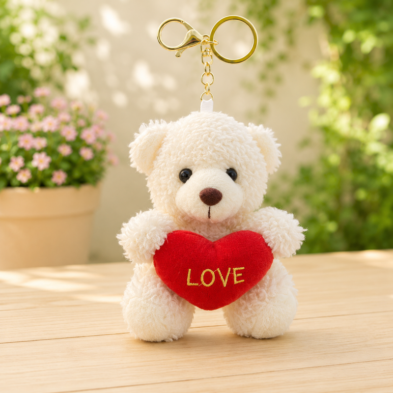 Heart Love Bear Soft Toy Keychain