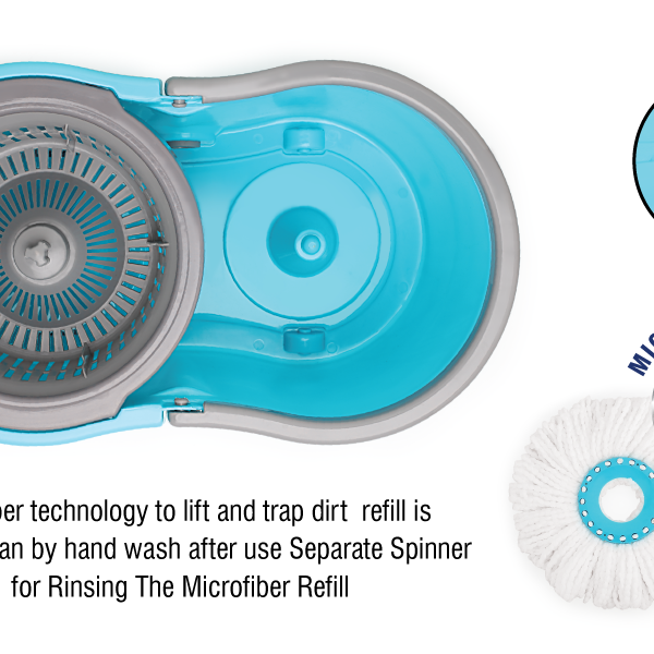 Lifelong Plastic 10L Spin Floor Mop Set with Bucket