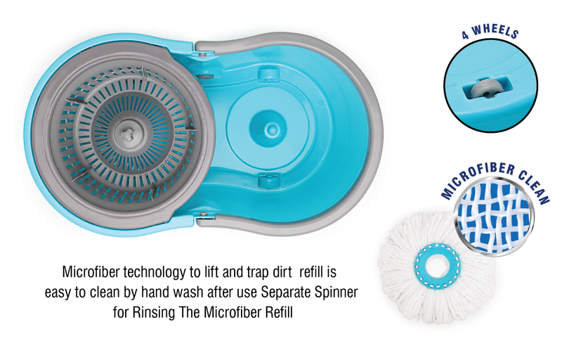 Lifelong Plastic 10L Spin Floor Mop Set with Bucket