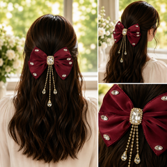 Korean Style Crystal Drop Hair Bow