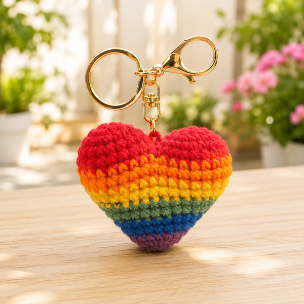 Rainbow Heart Soft Toy Keychain