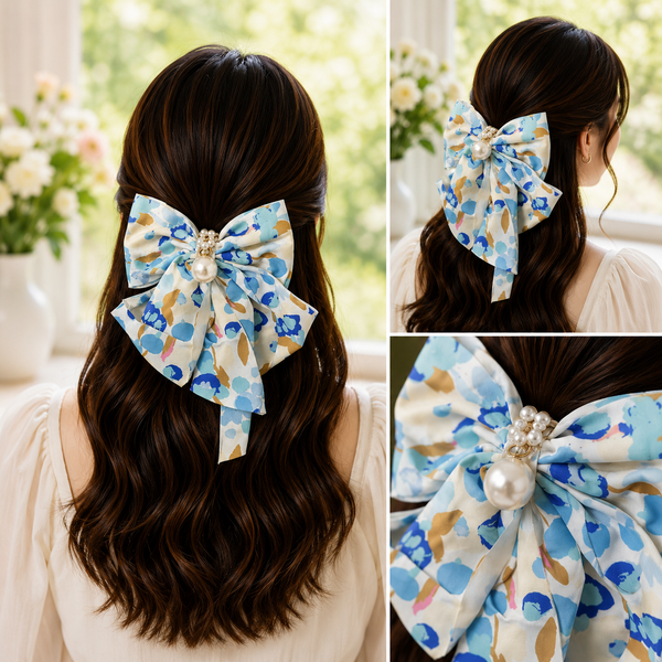 Korean Style Pearl Hair Bow