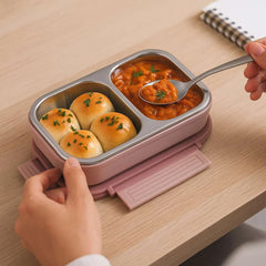 Quick Lock Lunch Box  Customize Miracle Quick Lock Leak Proof 2 Compartment Stainless Steel LUNCH BOX