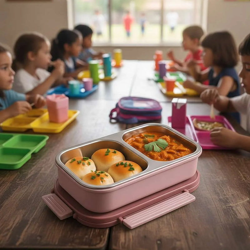 Quick Lock Lunch Box  Customize Miracle Quick Lock Leak Proof 2 Compartment Stainless Steel LUNCH BOX