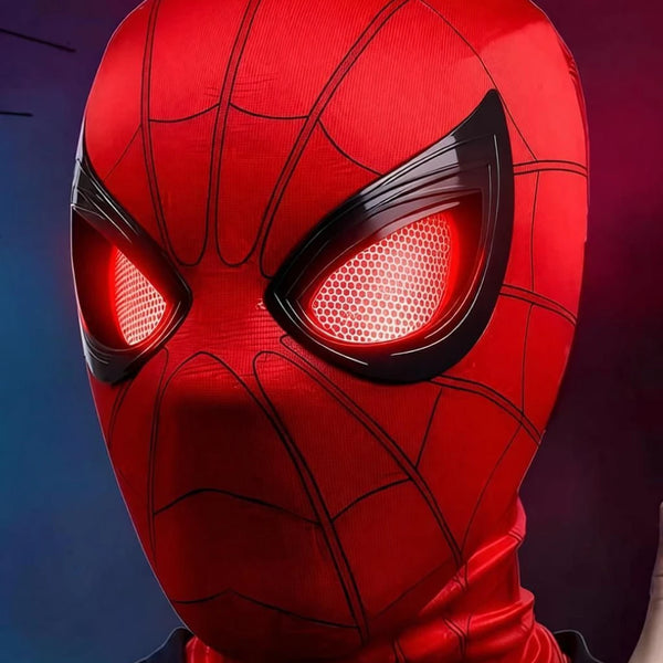 Spider Man Mask with Moving Eyes Elastic for Kids and Adults Party Mask (Red, Pack of 1)