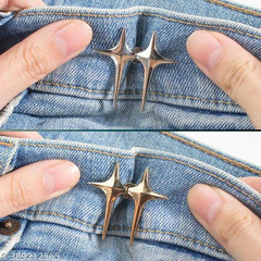 Tonity Jeans Button, Adjustable Button for Jeans, Detachable Decorative Waist Buckles Adjustable Waist Buckle for Loose Jeans Pants | Pearl Detachable Instant Jeans (2-Psc-White pin)