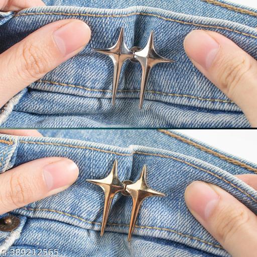 Tonity Jeans Button, Adjustable Button for Jeans, Detachable Decorative Waist Buckles Adjustable Waist Buckle for Loose Jeans Pants | Pearl Detachable Instant Jeans (2-Psc-White pin)